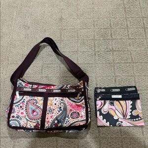 LeSportsac Bag and Two Purse/Makeup Pouches